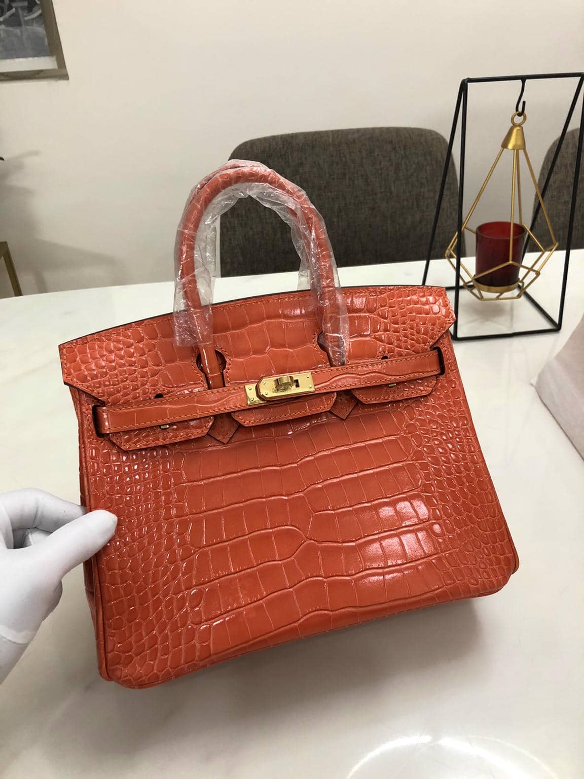 Birkin Crocodile-Embossed Cow Leather